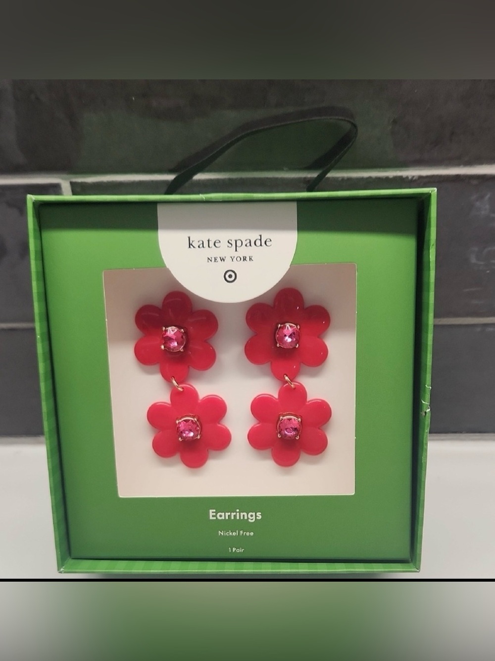 NWT Boxed kate spade pink floral drop earrings New in Boxes